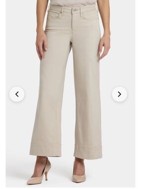 NYDJ Teresa Wide Leg High-Rise Jeans Khaki Size 4 Stretchy 29” Inseam Lift Tuck